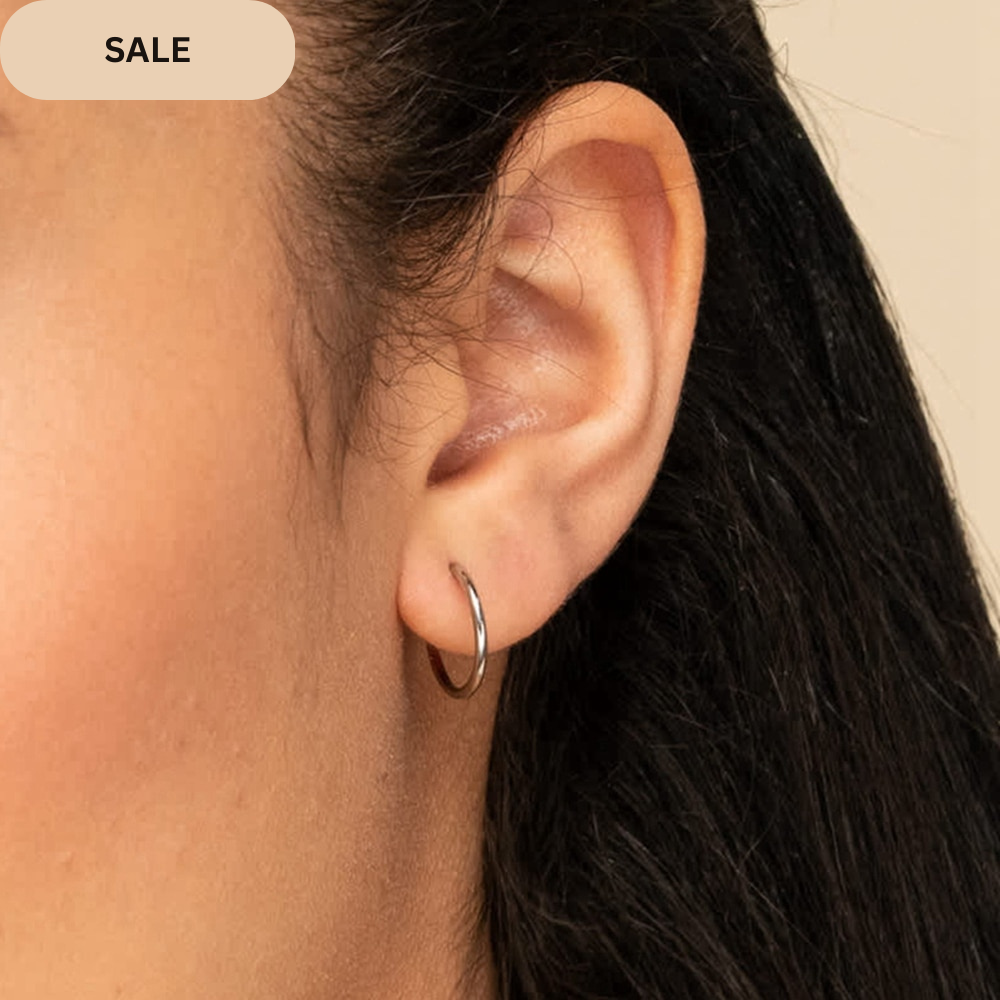 Minimallist 925 Sterling Silver Needle 18K Gold Earrings 14mm