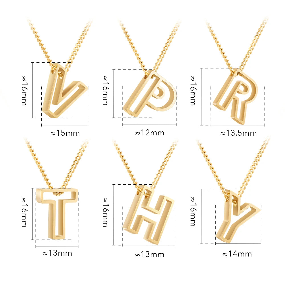 Initial Letter 18k Gold Plated Pendant Necklace