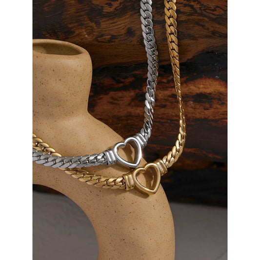 Heart Chain Necklace Stainless Steel