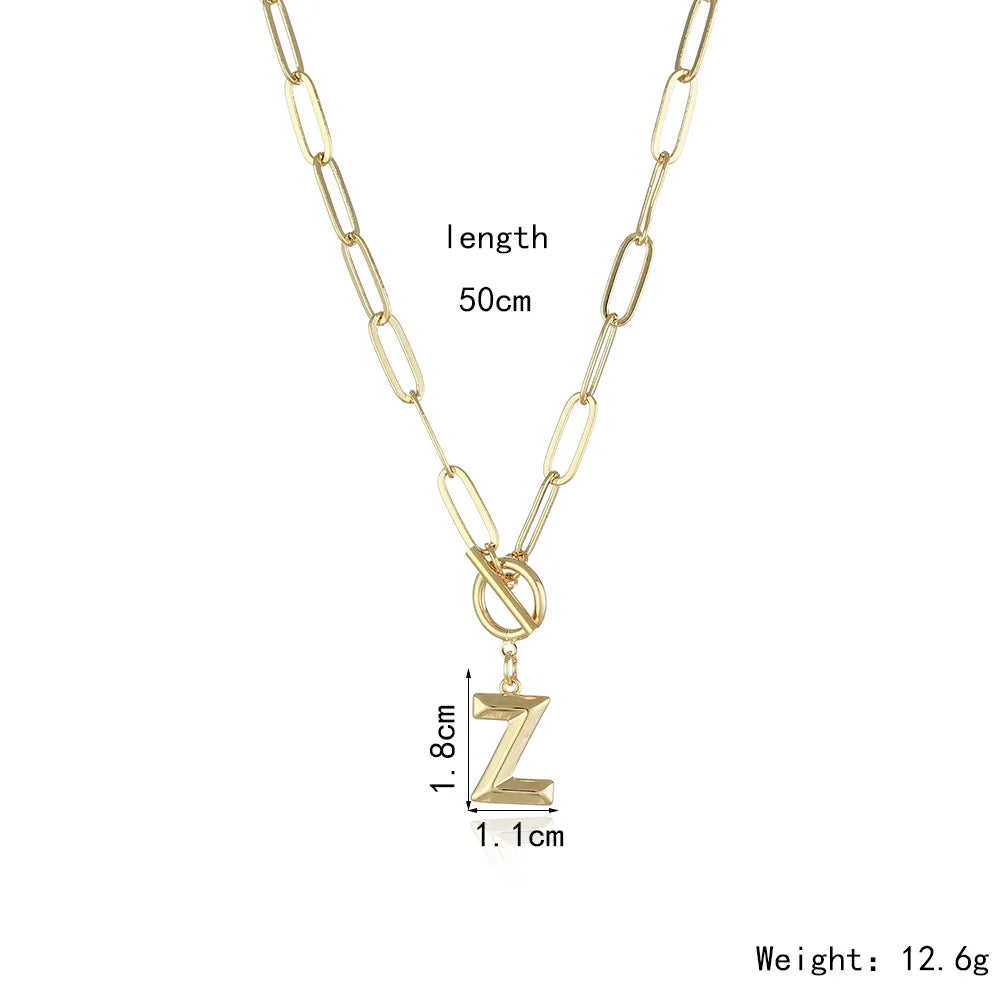 Toggle Clasp Letter Initial Necklace