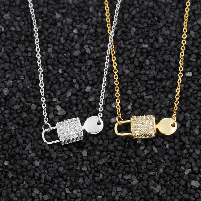 Crystal Lock And Key Pendant Necklace