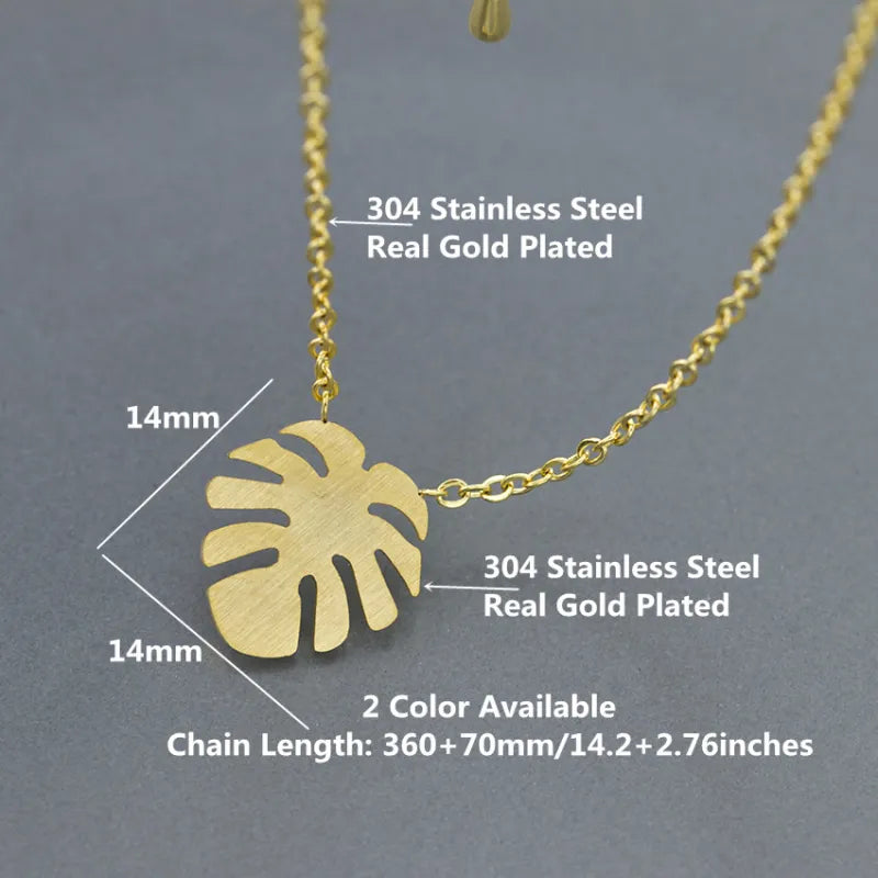 Monstera Leaf Pendant Necklace