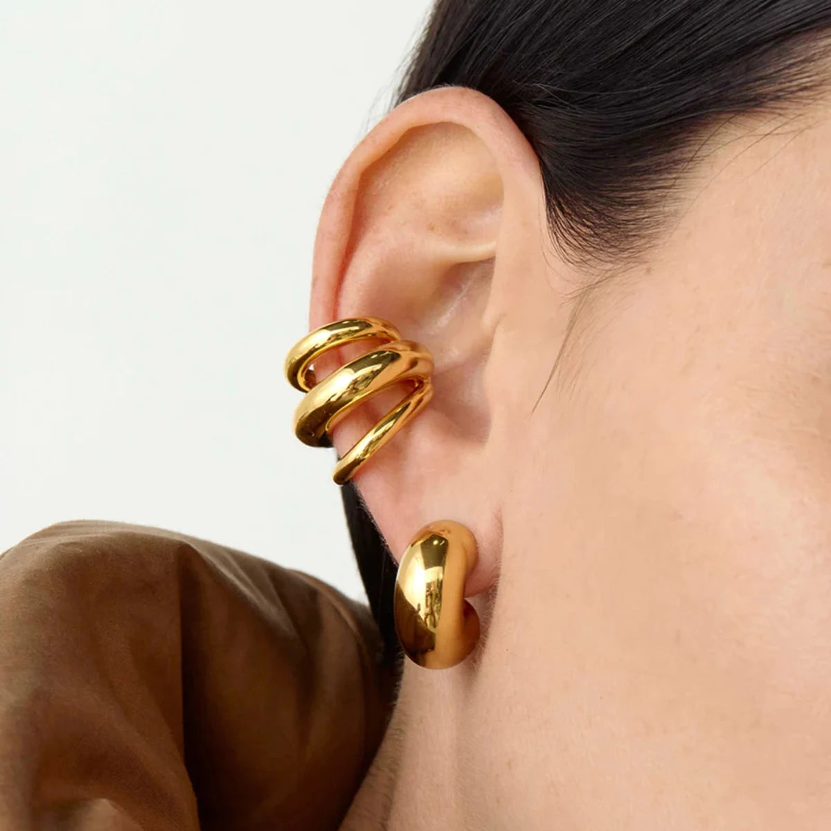 Three Layer18K Gold Plated Ear Clip