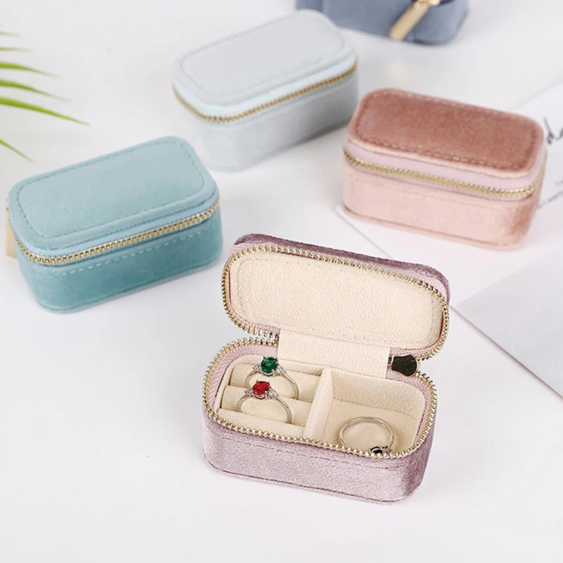 Mini Velvet Jewelry Organizer Box