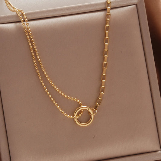 Trendy Stainless Steel Double Layer Necklaces