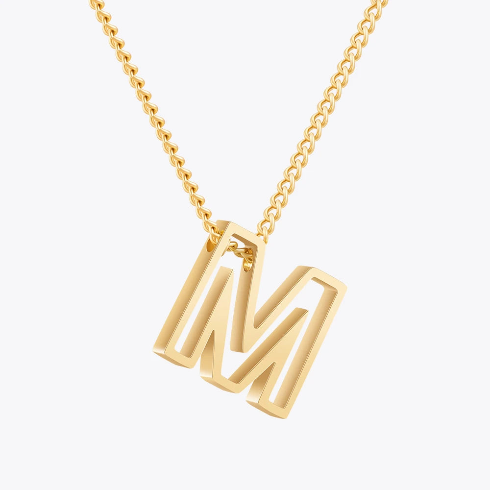 Initial Letter 18k Gold Plated Pendant Necklace