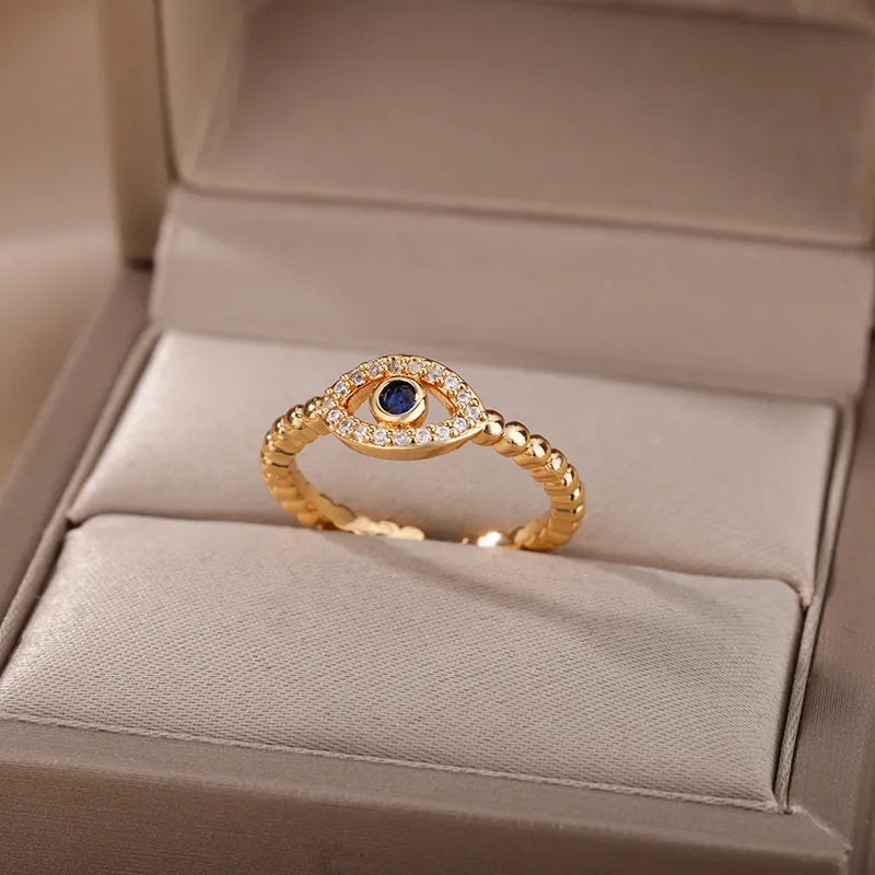 Evil Eye Blue Zircon Ring