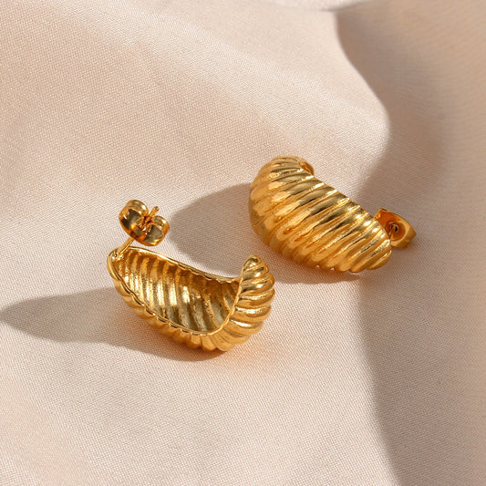 Crossiant Chunky Stud Gold Plated Earrings