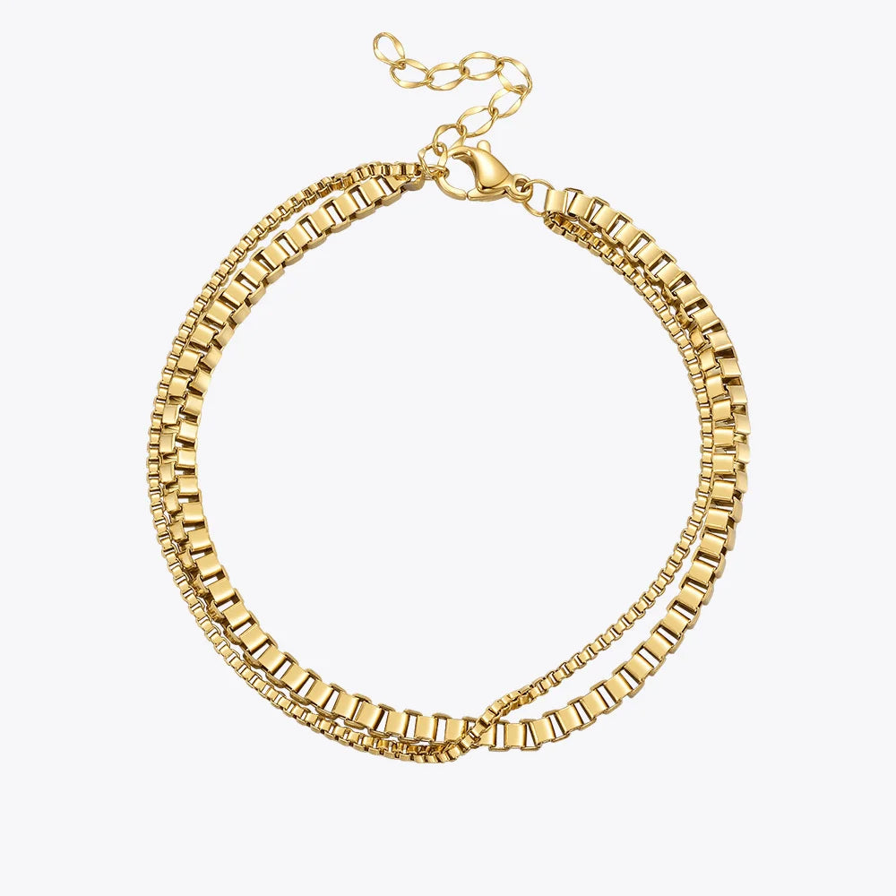 Double Chain Lattice Gold Plated Bracelet